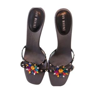 Rhinestone Embellished Low-Heeled Sandals